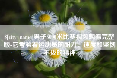 凤城男子5000米比赛视频观看完整版-它考验着运动员的耐力、速度和坚韧不拔的精神